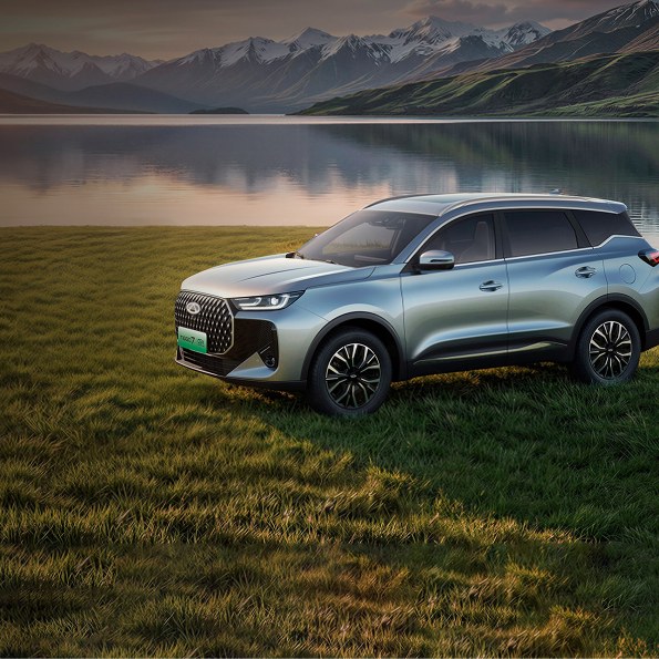 Chery parked by a lake